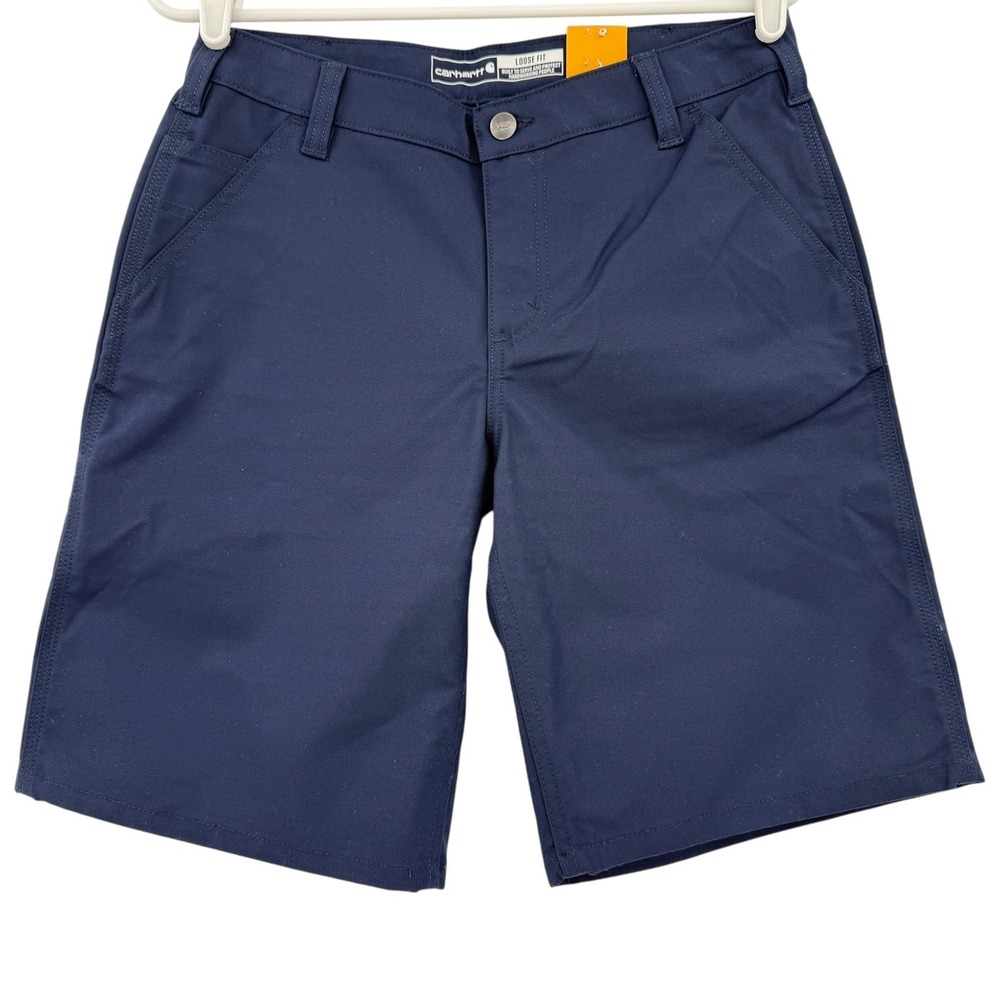 Carhartt Women's Rugged Flex Navy Canvas Work Shorts Size 6 NWT 10" Inseam